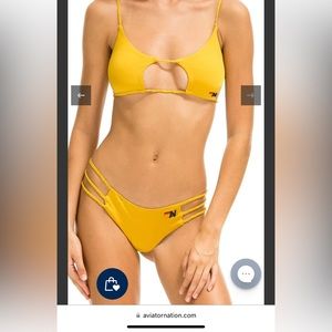 Braided side-strap bikini bottoms and top